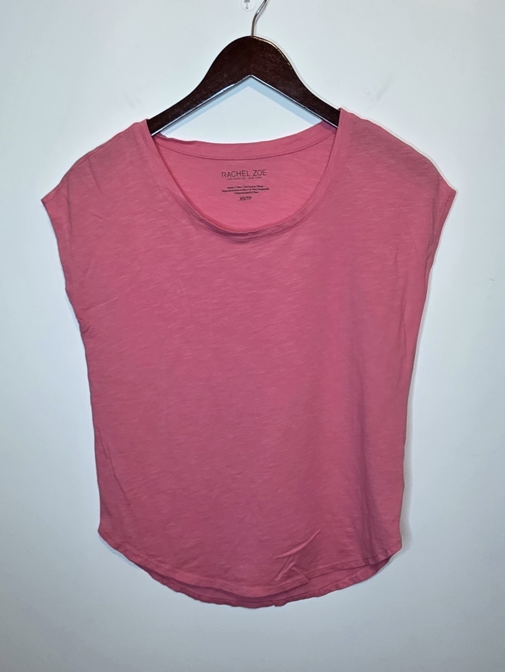 Rachel Zoe Pink Modal Cotton Scoop Neck Tee Size Casual Coastal Capsule XS